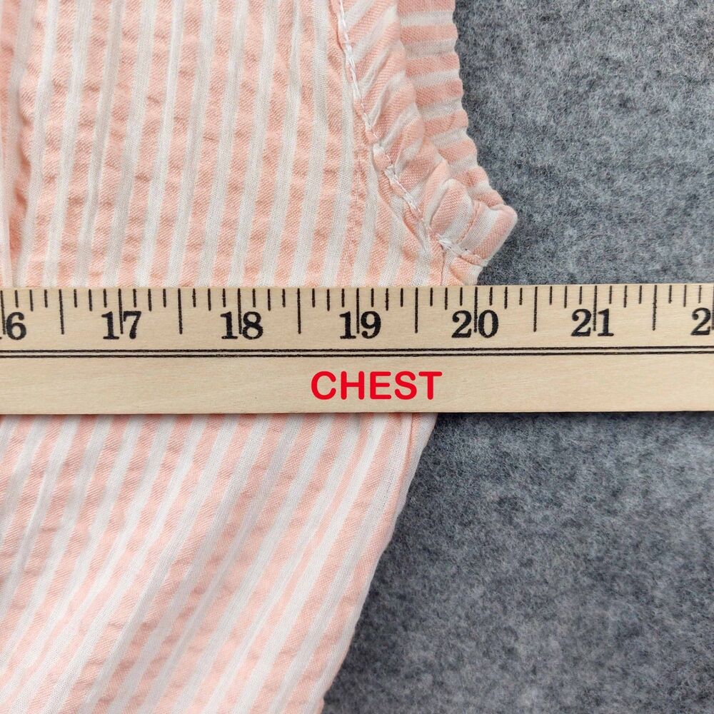 LOFT Pink White Seersucker Belted Midi Shirt Dress Size 10 - Picture 5 of 12